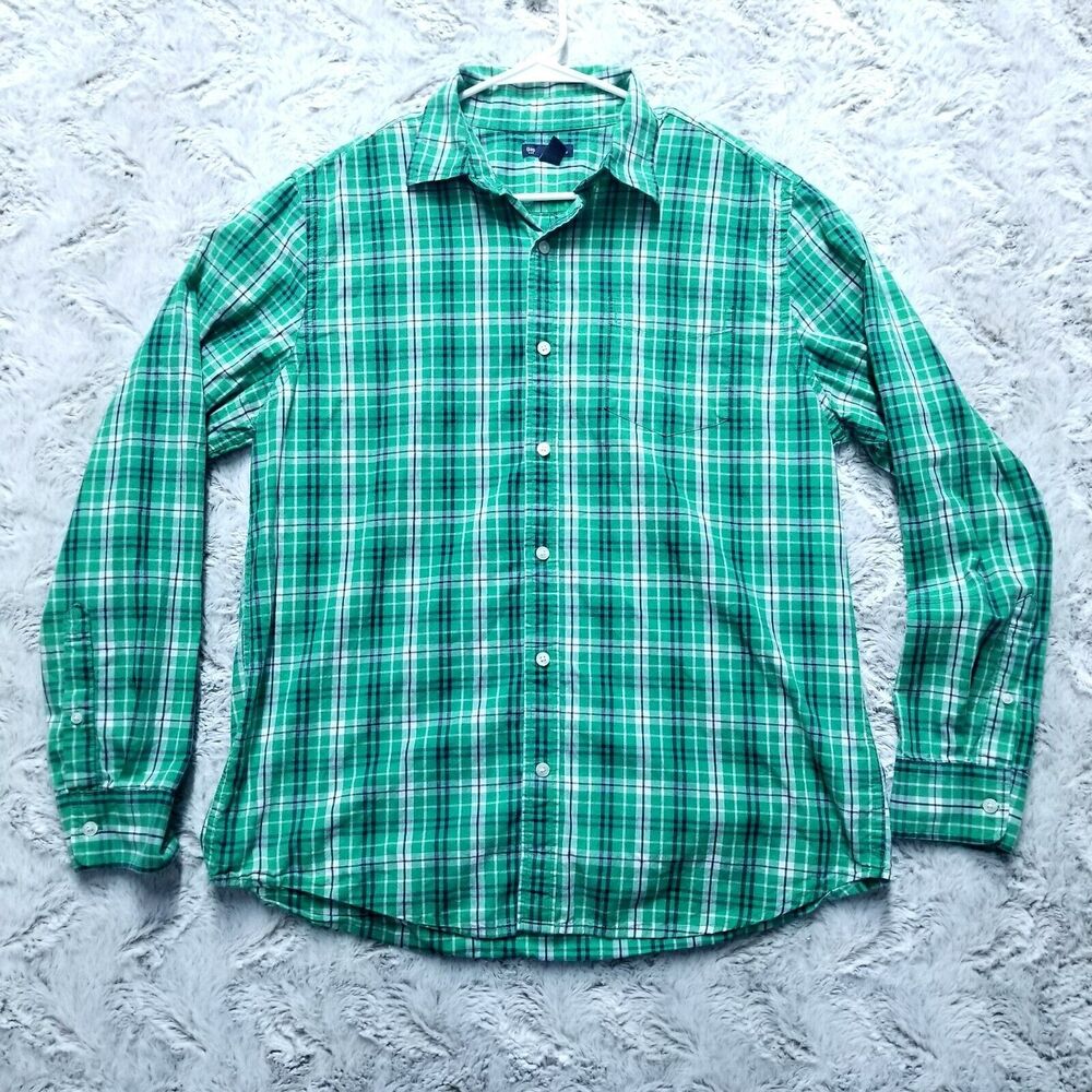 Gap Shirt Mens L Green Plaid Casual Button Down Long Sleeve Collared